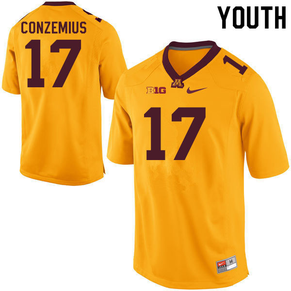 Youth #17 Cade Conzemius Minnesota Golden Gophers College Football Jerseys Sale-Gold - Click Image to Close